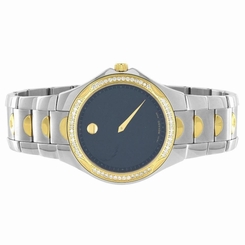 Movado Luno Sport Watch 2 Tone Black Dial 1.00 Carat Water Resistant Swiss Made