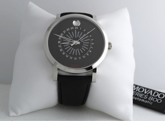 New! Movado Red Label Men's Automatic Calendomatic Leather Strap Watch 0606697