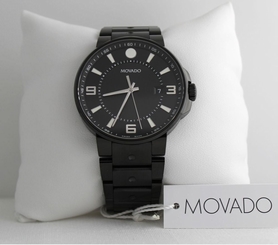 New! Movado Men's SE Pilot Black Dial Black PVD Steel Bracelet Watch 0606809