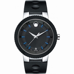 Movado Edge Stainless Steel Black Dial Silicone Strap Mens Watch 0606927