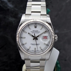 2016 bnib Rolex SS/18k WG DATEJUST 116234 WHITE dial 36mm ~unworn, full plastics