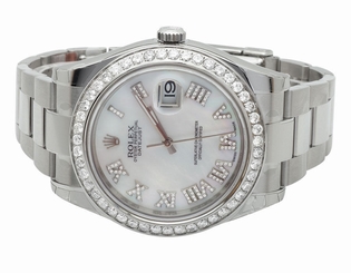Mens 41 MM 116300 Rolex Datejust II 2 White Mother of Pearl Roman Diamond Watch 845960034548