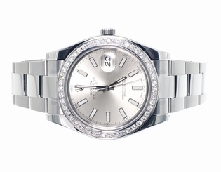  Custom Mens New 41 MM Silver Rolex DateJust II 2 With Genuine Diamonds 2.5 Ct