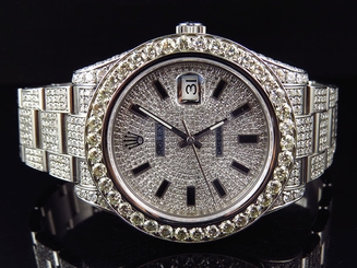 Mens Full Iced 41 MM 116300 Rolex Date Just II 2 With Genuine Diamonds 28.5 Ct 845960034548