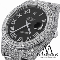  DIAMOND ROLEX DATEJUST II 116300 41MM STAINLESS STEEL BLACK DIAMOND DIAL WATCH