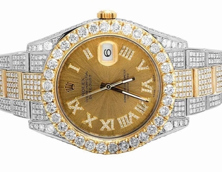 Fully Iced Mens Rolex Datejust II 41MM 116333 18K Two Tone Diamond Watch 28.35Ct