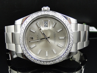 Brand New Mens 41 MM Rolex Datejust 2 II Watch with 2.15Ct Diamond Bezel 116520