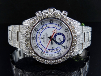  New Iced Mens 116680 Rolex Yacht Master II 44mm Oyster Diamond Watch 22.5Ct