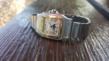Authentic MINT Cartier Lady 2 Tone Watch 18K&SS Moon Phase ref 119902