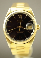 VINTAGE ROLEX 1550 DATE 34MM 14K GOLD CAP OYSTER BAND 14K BEZEL MENS WATCH