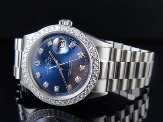 Mens Stainless Steel Rolex Datejust Presidential 36 MM Blue Dial Watch 2.5 Ct