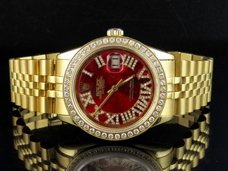 Mens Stainless Steel Rolex Datejust 36 MM Jubilee Gold Plated Diamond Watch 3 Ct