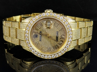 Mens Stainless Steel Rolex Datejust Oyster Gold Plated 38 MM Diamond Watch 8 Ct