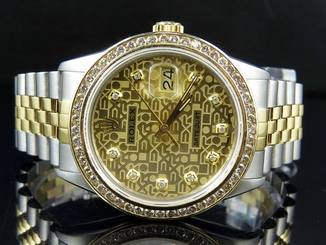 Mens Rolex Datejust 2 Tone 18k Gold 36MM Steel Jubilee Band Diamond Watch 3.75CT