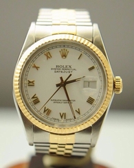  ROLEX 16013 DATEJUST 36MM SS/GOLD JUBILEE BAND 18K BEZEL MENS WATCH WITH PAPER