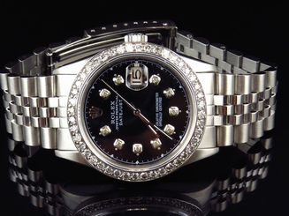  Mens Rolex 36 MM Datejust Oyster Quickset Stainless Steel Diamond Watch 3.0 Ct