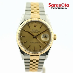 Rolex Datejust 16203 Champagne Dial Two Tone 18K/Steel Automatic Men's Watch