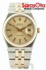 Rolex Datejust OysterQuartz 17013 Champagne Dial Two Tone 18K/Steel Men's Watch