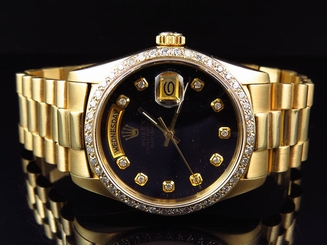 18k Yellow Gold Mens 36 MM Rolex President Day-Date 18038 Diamond Bezel Watch