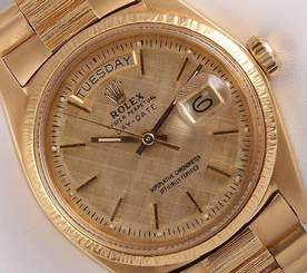 Vintage Rolex 1969 Mens Day-Date President 18k Yellow Gold 1807-36mm-w/Box-Paper