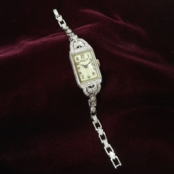 FABULOUS Vintage ZENITH 18K WHITE GOLD + 50 DIAMONDS Ladies Deco Cocktail WATCH