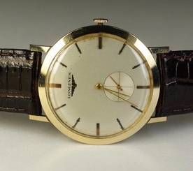 Longines 14K Solid Yellow Gold 17J 19.4 Vintage 1957 Swiss Dress Watch Leather