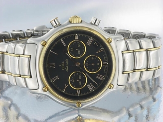 EBEL SPORT CLASSIC CHRONOGRAPH MENS WATCH STAINLESS STEEL & GOLD AUTOMATIC WATCH