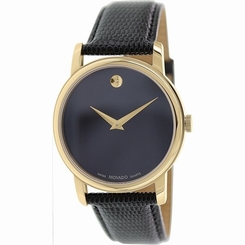 New Movado 2100005 Museum Black Dial Black Leather Men's Watch