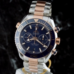 bnib OMEGA SEAMASTER 18k Gold/SS Planet Ocean Chrono BLUE 215.20.46.51.03.001