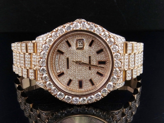 Mens Rolex Day-Date 2 II 18k 41MM President 218235 Rose Gold Diamond Watch 30.5