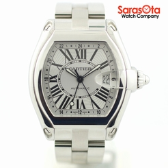 Cartier Roadster GMT XL 2722 Silver Dial Stainless Steel Automatic Men's Watch