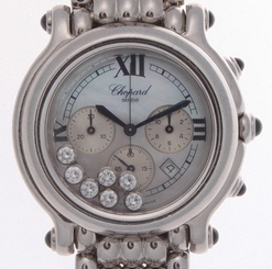 CHOPARD 28/8267-23 HAPPY SPORT STAINLESS STEEL 7 DIAMOND MOP DIAL W/ PAPERS