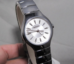 Rado DiaStar Womens Watch, Gunmetal Ceramic w/Silver Face #318.0656.3