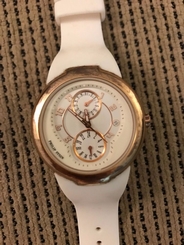 Philip Stein Gold Tone Active Watch with White Strap