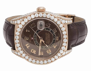 Mens 18K Rose Gold 326135 Rolex Chocolate Sky Dweller 42mm Diamond Watch 22.5 Ct 845960054973