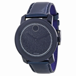 New Movado Bold 3600229 Navy Dial Navy Leather Strap Women's Watch