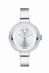 New Movado Bold Diamond Stainless Steel Bangle Ladies Watch 3600281