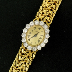 Piaget 18K Yellow Gold Woven Band Watch w/ 2.00ctw D VVS1 Diamond Bezel 3877N21