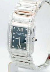 NEW Patek Philippe Twenty-4 Diamond Black Dial $13,000.00 Stainless Steel watch.