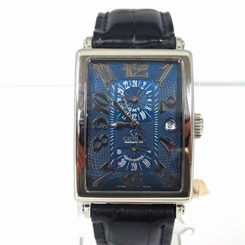 Gevril 5023 Avenue of Americas Automatic Blue Dial Blue Leather Wristwatch Watch