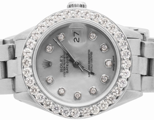 Ladies Stainless Steel 26MM Rolex Datejust Oyster Bracelet Diamond Watch 2.5 Ct