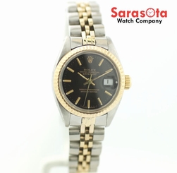 Rolex Datejust 6917 Black Dial Two Tone 18K Gold/Steel Automatic Women's Watch