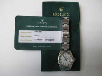 ROLEX OYSTER PERPETUAL DATE REF 6916 LADIES S/STEEL WITH SERVICE PAPERS NICE !!