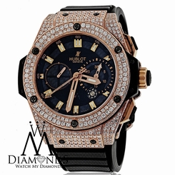  Diamond Hublot King Power Rose Gold Automatic 48mm Watch on Rubber Strap