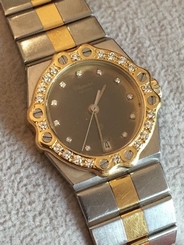 Authentic Chopard St. Moritz Diamond Ladies 24mm Gold/SS Quartz with Black Dial
