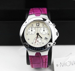 MOVADO SWISS DIAMOND CHRONOGRAPH QUARTZ WATCH 84C51892 ALLIGATOR NEW BOX $1950 6