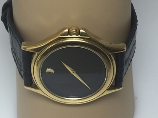Movado Museum Unisex Watch 87 E4 0863 Gold Tone W Generic Lethear Band (D355)