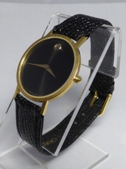 Movado 87-33-882 Men's Museum watch Gold Case Black Dial Leather Strap
