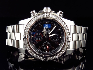 Mens Breitling A13370 Super Avenger XL 48MM Stainless Steel with Diamonds (4 Ct)