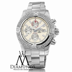 NEW Breitling Super Avenger II (two) 3.00ct. Diamond Bezel Watch A1337111/G779